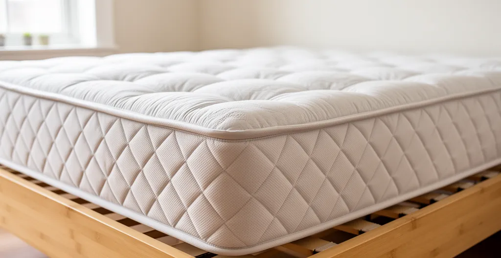 Coin de matelas haut de gamme montrant finition pillow top et texture matelassée